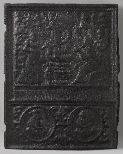 Stove tile with Christ and the Samaritan woman