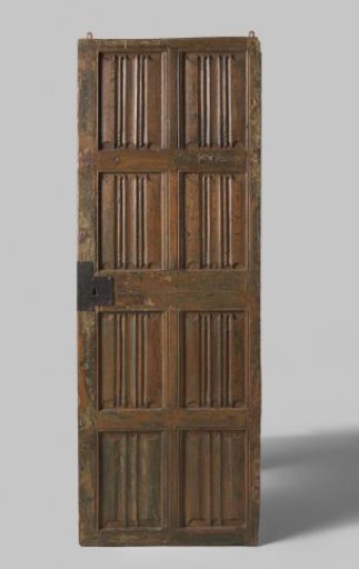 Door with four vertical letter panels