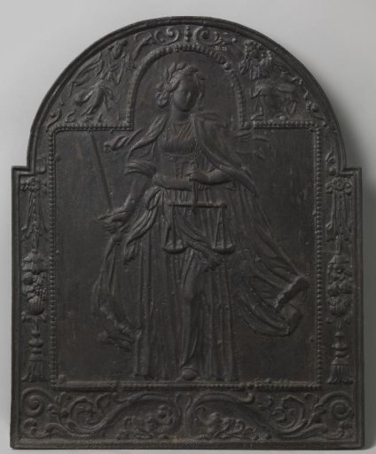 Hearth plate with Justitia