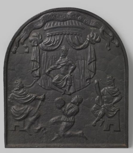 Fireplace plate with a triumphal scene