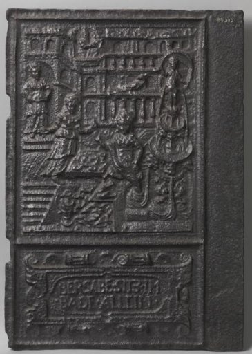 Stove tile with a depiction of Bathsheba and the inscription BERSABE SITZ IM BADE ALLEIN