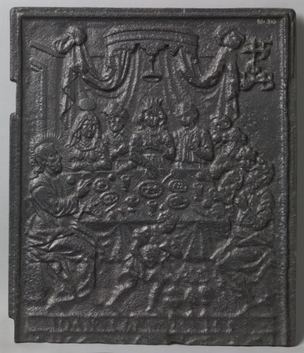 Tile with a depiction of the Wedding at Cana