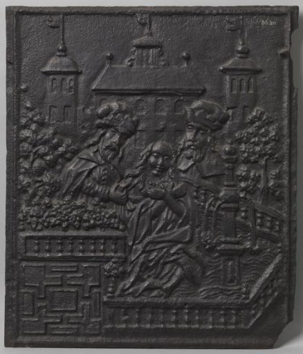 Stove tile depicting Susanna and the Elders