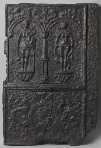 Stove tile with two female figures, Leda and Fortuna (?)