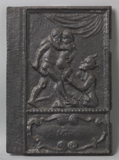Stove tile with Hercules, Omphale, and Pan