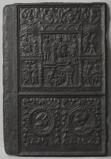 Stove plate with six scenes from the life of a king