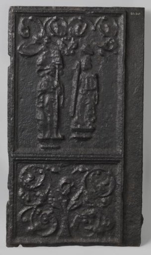 Stove tile with two saints