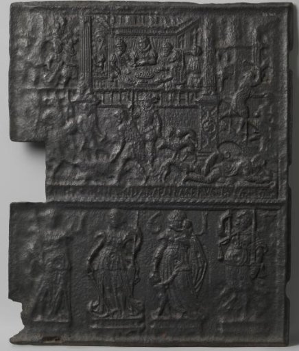 Stove tile with the Rich Man and the Poor Man