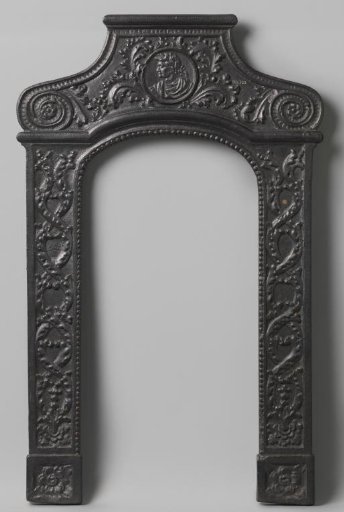 Cast-iron Plate for Fireplace Surround, with a Portrait Medallion