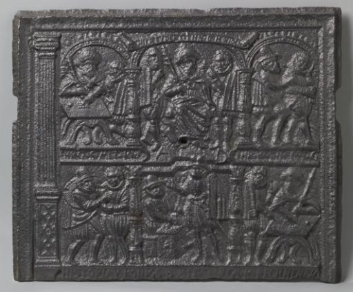 Stove plate with six scenes from the life of a king