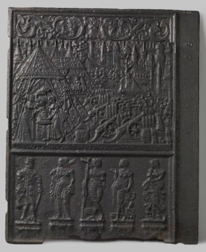 Stove tile with Judith and Holofernes, Faith, Hope and Charity