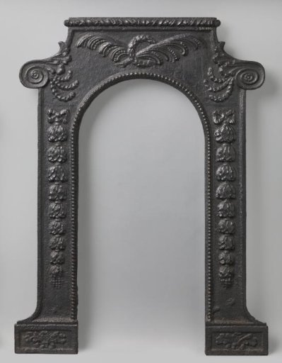 Cast-Iron Plate for Fireplace Surround, with Palm Branches and a Wreath