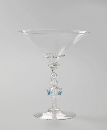 Winged glass with a funnel-shaped stem
