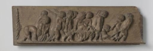 Frieze from the left side of an oak fireplace mantel