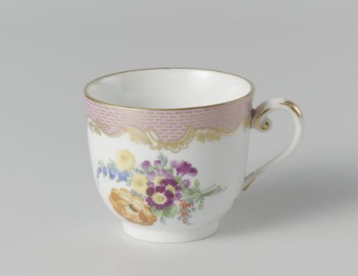 Cup, multicolored painted with floral bouquets