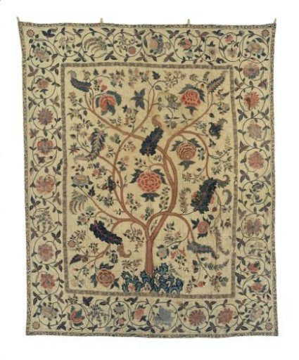 Quilted and embroidered cotton blanket or spread