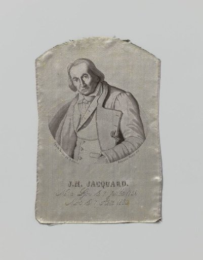 Fragment of a silk fabric with a portrait and inscription