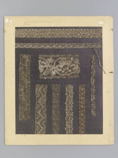 Nine Strips of Silver and Gold Lace on Cardboard
