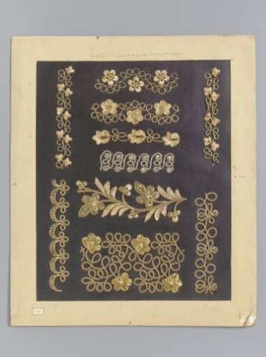 Nine Gold-Coloured Passements and One Silver-Coloured Passement on Cardboard