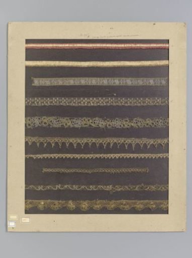 Three Gold- and Silver-Coloured Passements and Eight Strips of Gold Lace on Cardboard