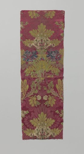 Fragment of multicolored silk damask