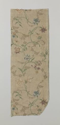 Fragment of multicolored brocaded silk