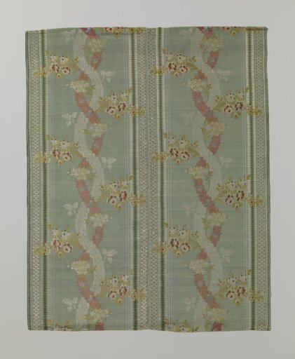 Two Joined Pieces of Multicolored Silk Weaving