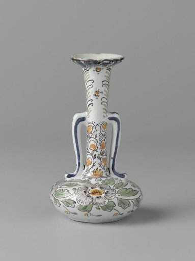 Vase with long neck and two elongated S-shaped handles