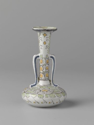 Vase with long neck and two elongated S-shaped handles