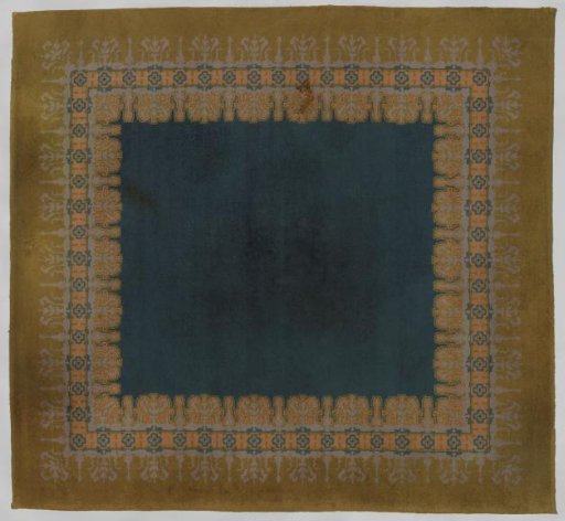 Knotted Carpet with Blue Center and Ornamental Border