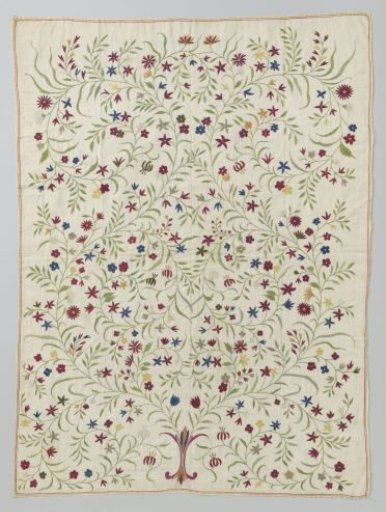 Panel of multicoloured tamboured cotton
