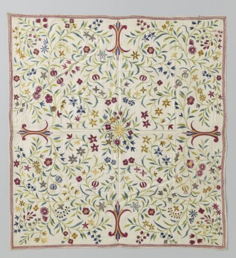 Carpet of Eastern textile with multicoloured embroidery