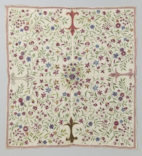Carpet of Eastern textile with multicoloured embroidery