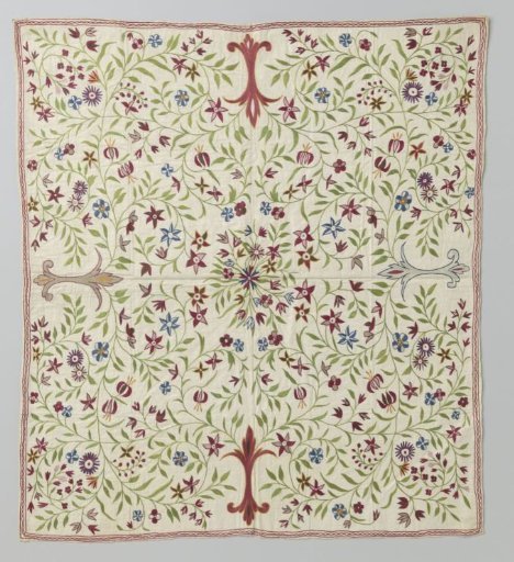 Carpet of Eastern textile with multicoloured embroidery