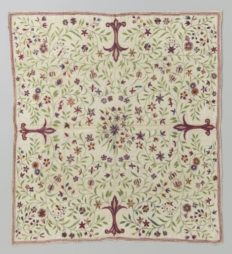Cloth of Eastern textile with multicoloured embroidery