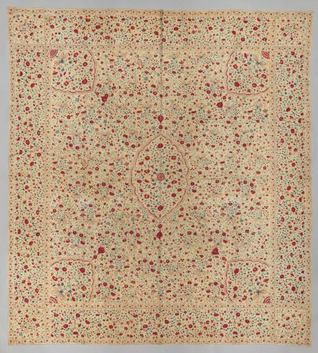 Multicoloured tamboured cotton spread