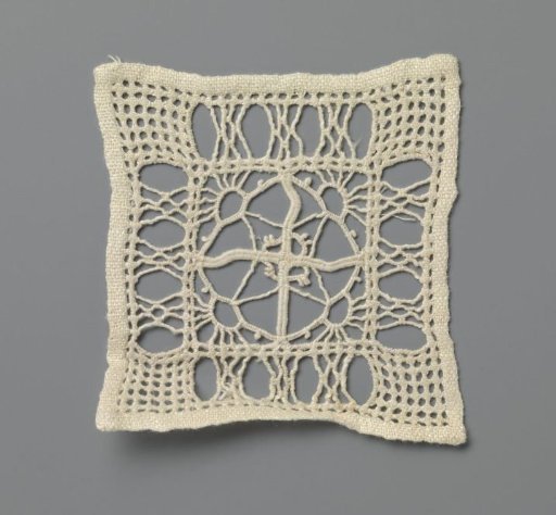 Lace garment with rising suns in a diamond pattern