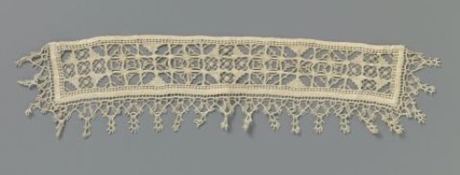 Strip of lace embroidery with squares and rectangles