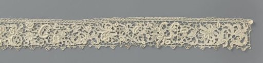 Strip of needle lace with spiky flowers
