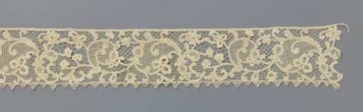 Strip of Bobbin Lace with Volutes