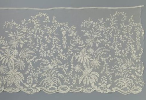 Japanese strip appliqué lace with palm tree