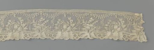 Strip of Needle Lace with Poppies and Tulips