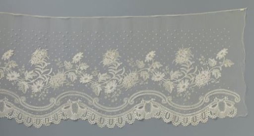 Japanese strip appliqué lace with snowball