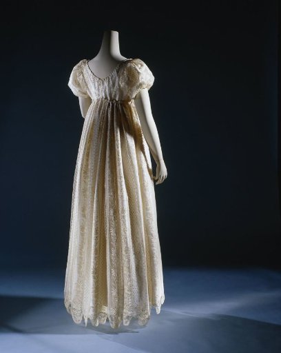 Bodice of Silk Bobbin Lace, Blonde, with a High Waist and Very Low-Cut Front and Back Panels