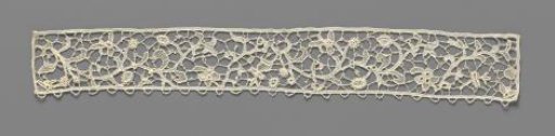 Strip of needle lace with thorny vines