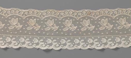 Strip of bobbin lace with hanging tulip