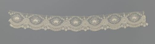 Strip of needle lace with hanging hearts