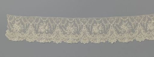 Japanese strip of needle lace with carnation and rose branch