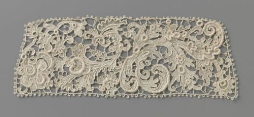 Cuff of needle lace with large palm flower