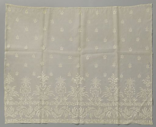 Apron or veil of appliqué lace with whirlpools